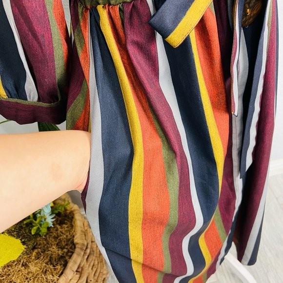 NWOT STRIPE MID SLEEVE BUTTON MUTLICOLOR DRESS - Picture 8 of 8